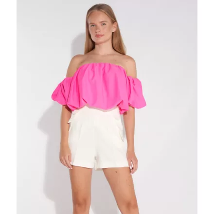 Envy crop top Ejtett vállú, gumis ujjú pink