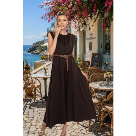 Mayo Chix Sacramento ruha szatén/öves sötétbarna
