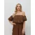 Envy crop top Ejtett vállú, gumis ujjú csoki