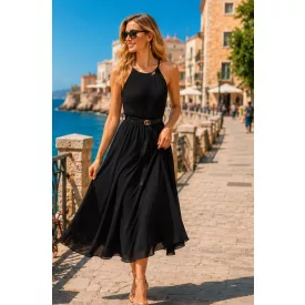 Mayo Chix malaga ruha plisszírozott/kombiné pántos fekete