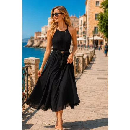 Mayo Chix malaga ruha plisszírozott/kombiné pántos fekete