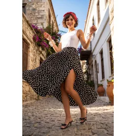   Mayo CHix Nara ruha modal viscose mintás latina fehér/fekete pöttyös