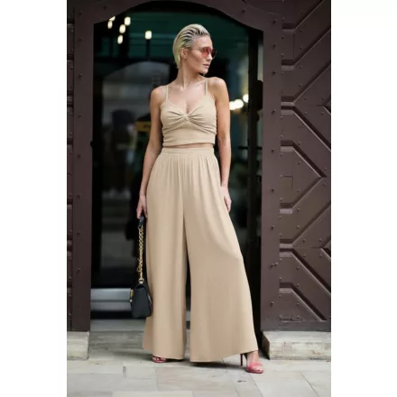 Envy szett crop top bőszárú nadrággal bézs