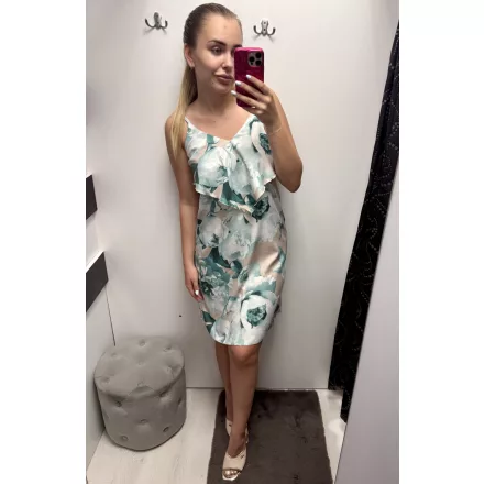 Blue Nature Zsófi ruha fodr. spag. pánt zöld virágos