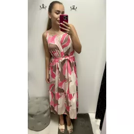 Blue Nature Amika ruha mintás maxi megkötős pink mintás