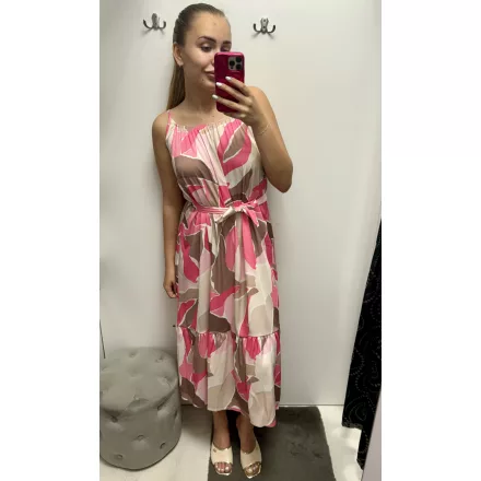 Blue Nature Amika ruha mintás maxi megkötős pink mintás