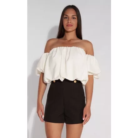Envy crop top Ejtett vállú, gumis ujjú ekrü