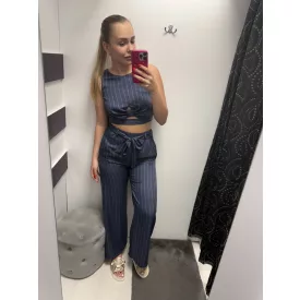 Envy szett bőszárú nadrággal kék csíkos