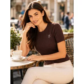 Mayo Chix Styl pulóver r.u. kötött csokoládé