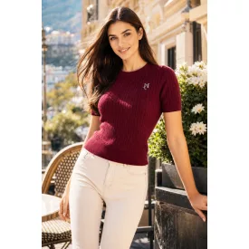 Mayo Chix Styl pulóver r.u. kötött burgundi