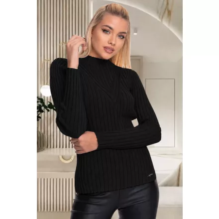 Mayo Chix Cassidy pulóver bordás kötött fekete