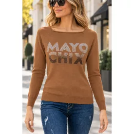   Mayo Chix New York pulóver kötött/ nagy csili átmenetes karamell