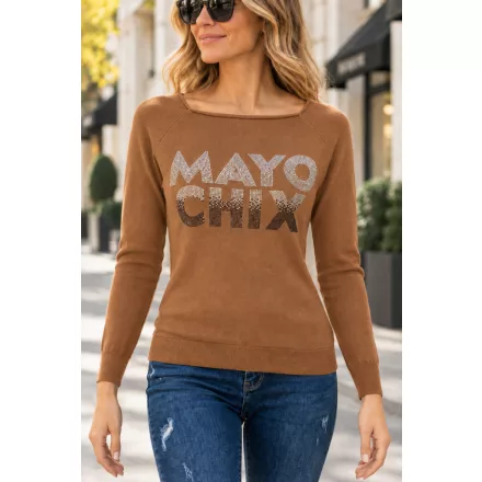 Mayo Chix New York pulóver kötött/ nagy csili átmenetes karamell