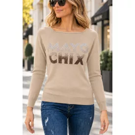   Mayo Chix New York pulóver kötött/ nagy csili átmenetes bézs