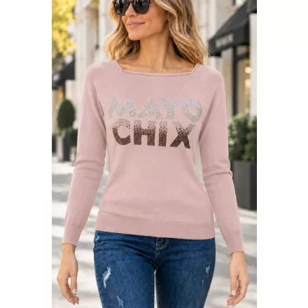Mayo Chix New York pulóver kötött/ nagy csili átmenetes mályva