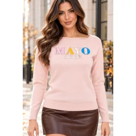   Mayo Chix New York pulóver kötött/ dombor fólia színes felirat mályva