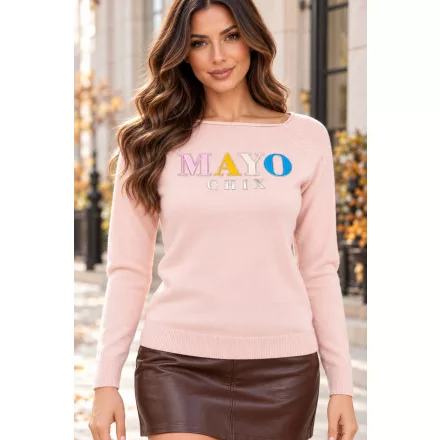 Mayo Chix New York pulóver kötött/ dombor fólia színes felirat mályva