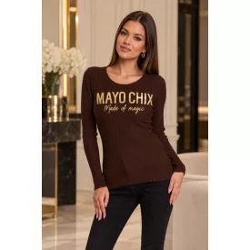   Mayo Chix Pax pulóver bordás kötött/dombor fólia made of magic csokoládé