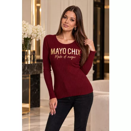 Mayo Chix Pax pulóver bordás kötött/dombor fólia made of magic bordó