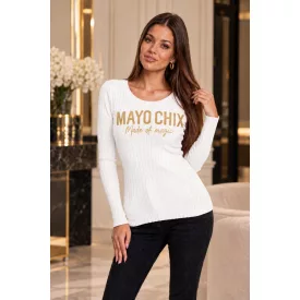   Mayo Chix Pax pulóver bordás kötött/dombor fólia made of magic fehér