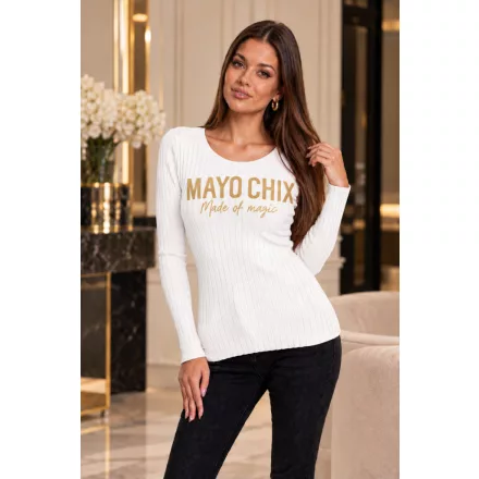 Mayo Chix Pax pulóver bordás kötött/dombor fólia made of magic fehér