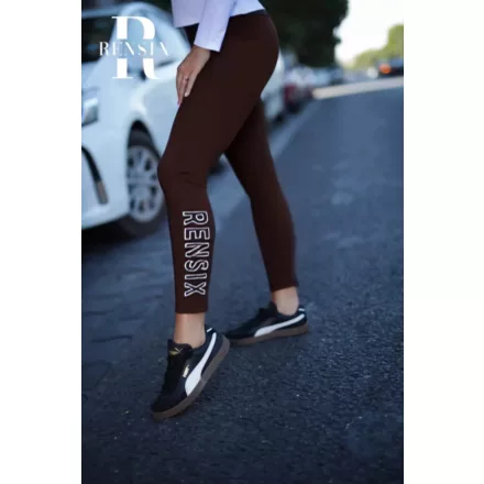 Rensix leggings szárán fehér körvonalas felirat csokoládé 2026